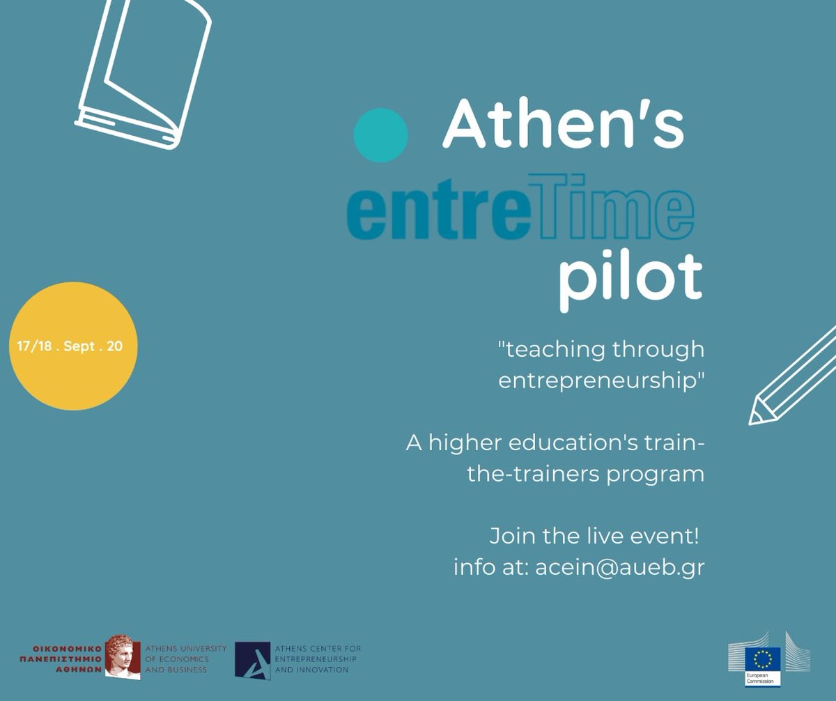 ennovationgr's tweet photo. Join the first "Train-the-Trainers" pilot, organised by the #entreTime EU-funded project, on 17/09 &amp; 18/09, online!
Learn more about #entreTime here: https://t.co/3u7hpUPAYs
Join online here:
Day 1 (17/09): https://t.co/UGKOwMTR9d
Day 2 (18/09): https://t.co/vliC670c58
#ACEin #EU https://t.co/Ndfibh1z2j