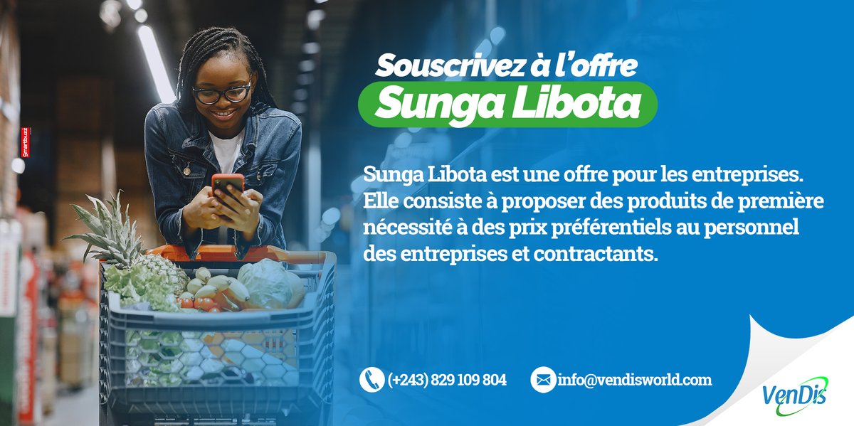 VendisWorld's tweet photo. Souscrivez à l'offre SUNGA LIBOTA.
#NOUVEAU OFFRE POUR LES SOCIÉTÉS ET LES EMPLOYÉS.   Suivez ce lien👉 https://t.co/0rQb7sVVQw
ou contactez-nous ☎️0829 109 804 📩info@vendisworld.com #VenDis #WeAreITM https://t.co/0Aom7UEGMl