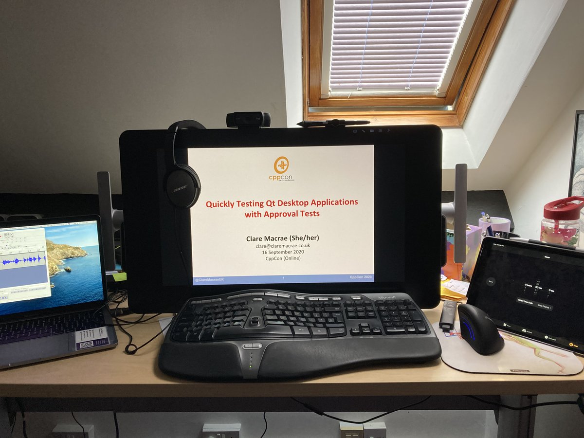 ClareMacraeUK's tweet image. All set for my @CppCon talk on testing #Qt desktop applications with #ApprovalTests - 09:00 MDT in the Fuzzing &quot;room&quot;