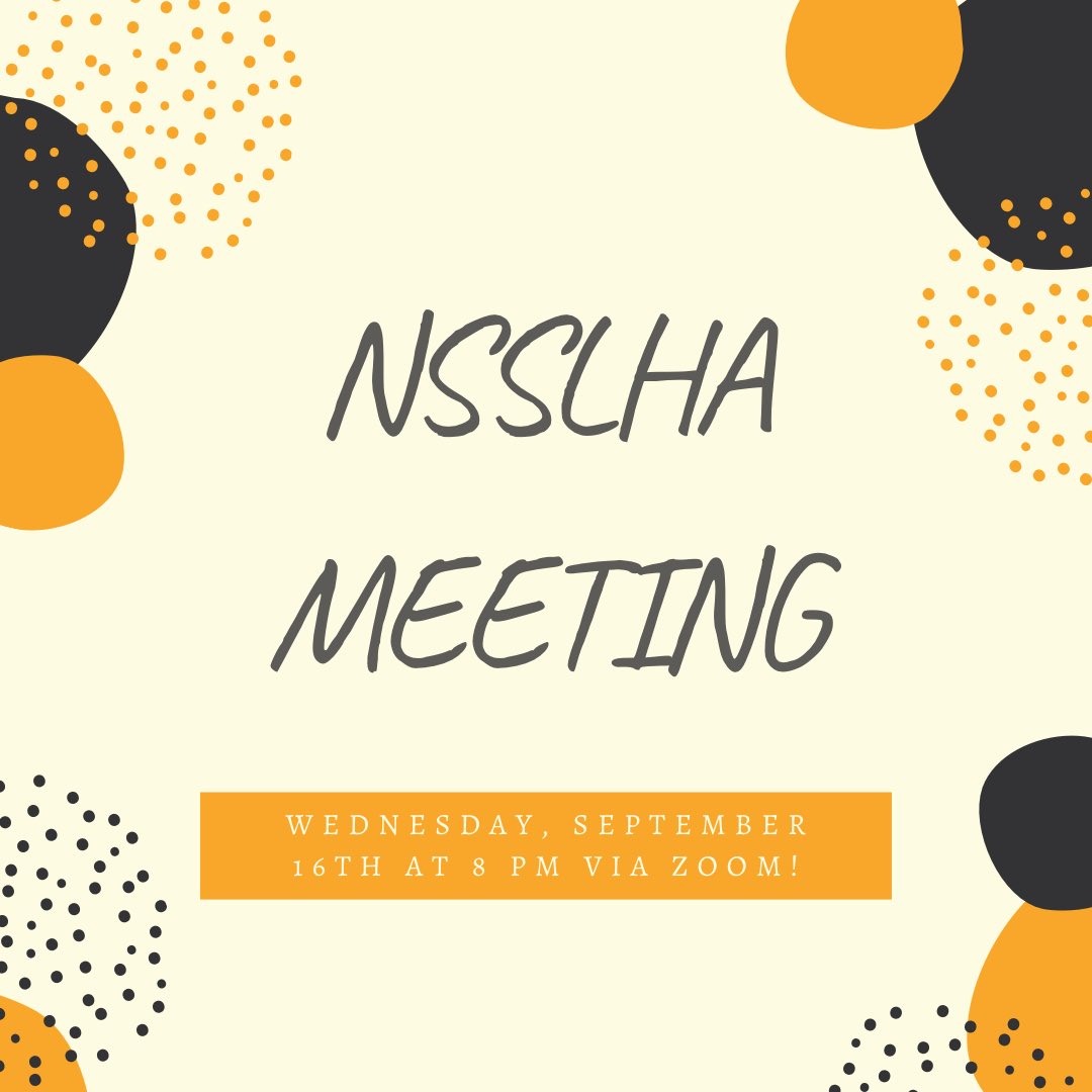 ButlerNSSLHA's tweet image. Reminder that we are having a meeting tonight at 8 pm on zoom! We will be learning about ISHA, becoming ISHA members, and learning about the advocacy day coming up. There will also be the opportunity to get to know other NSSLHA members and ask questions. See you there!!!!