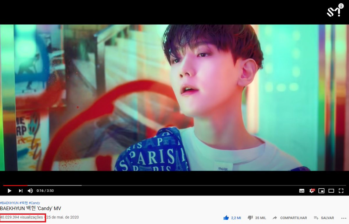 EXO_Brasil's tweet photo. [INFO|📰] 16.09.20 - @weareoneEXO 

O MV de 'Candy' de #BAEKHYUN ultrapassou as 40 milhões de visualizações no YouTube! 🥳

📎 https://t.co/CIpdWovZMl

cr: BBHGlobalUnion 

#EXO #40MViewsForCandy @B_hundred_Hyun 

~Noona https://t.co/AJ4KT5neaV