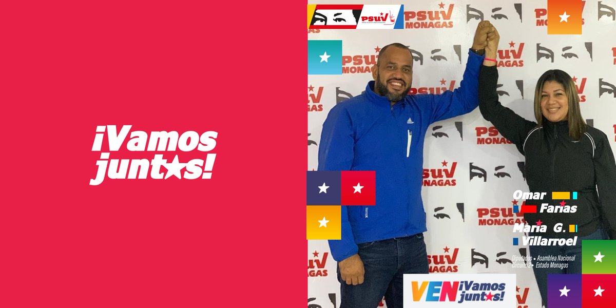 CLAPFLORE1VF's tweet photo. Omar Farías y María Gabriela Villarroel, los candidatos de la Patria por el circuito 2 del estado #Monagas para el rescate de la AN este #6Dic #VamosJuntos 

#YoSiVotoPSUV | @PartidoPSUV @_LaAvanzadora @Marlenycdc @taniapsuv @dcabellor @NicolasMaduro https://t.co/0ZjcuGYj7i