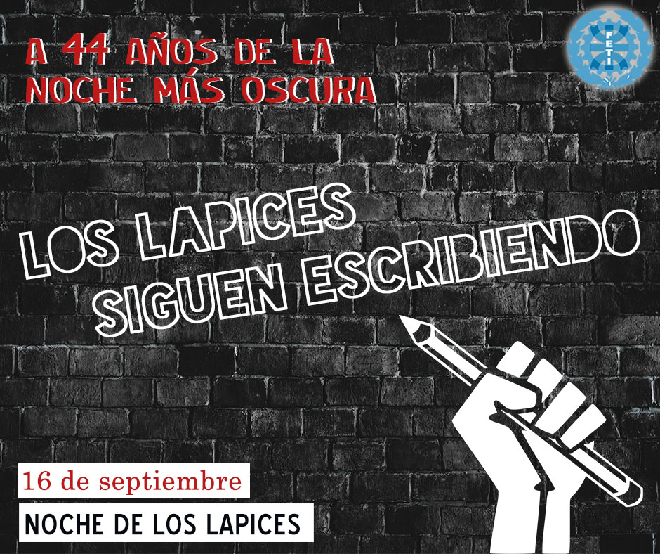 fetinacional's tweet photo. LA NOCHE DE LOS LÁPICES

Este día, que recuerda un hecho represivo conocido como La Noche de los Lápices, trae a la memoria a un grupo de jóvenes estudiantes secundarios  que fueron secuestrados por la última dictadura en la ciudad de La Plata, a mediados de 1976. [...] https://t.co/ErLIe9Mg0X