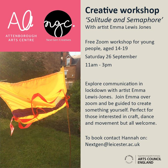 AttenboroughAC's tweet photo. Calling all teens! Don’t miss out on our free workshop with Artist Emma Lewis Jones (she's great)

Bookings closes on Monday 21 so get in quick to secure a place!  To book email nextgen@leicester.ac.uk https://t.co/l3rayXFIa1
