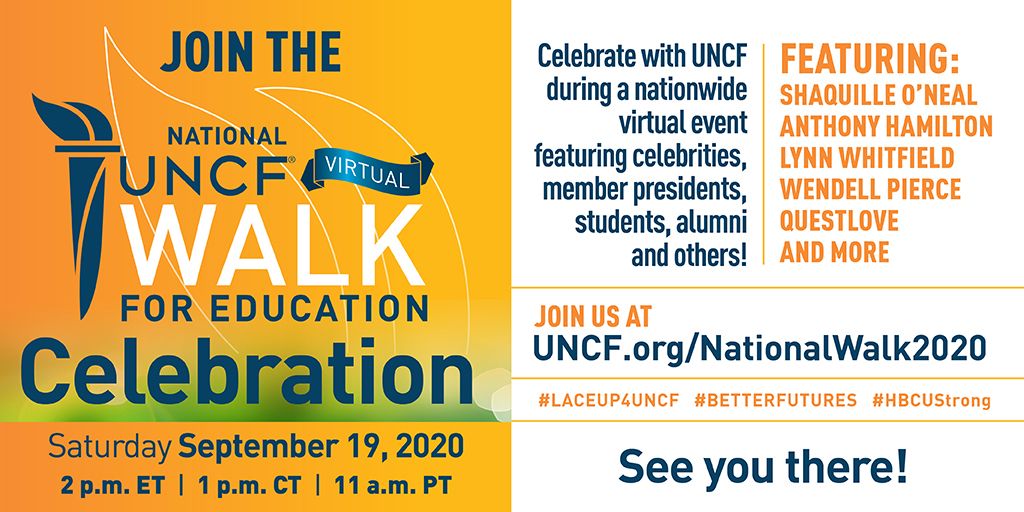 UNCFChicago's tweet photo. Join us on Saturday for our first ever Virtual Walk for Education.  Thank you to our sponsors @BMOHarrisBank @AldiUSA @AmericanAir @Wintrust @Aramark @nbcchicago @cookcountygov @kearney for your continued support. @UNCF https://t.co/i3uZBLNuzh