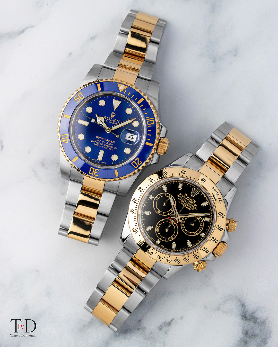 Rolex daytona two tone blue deals dial