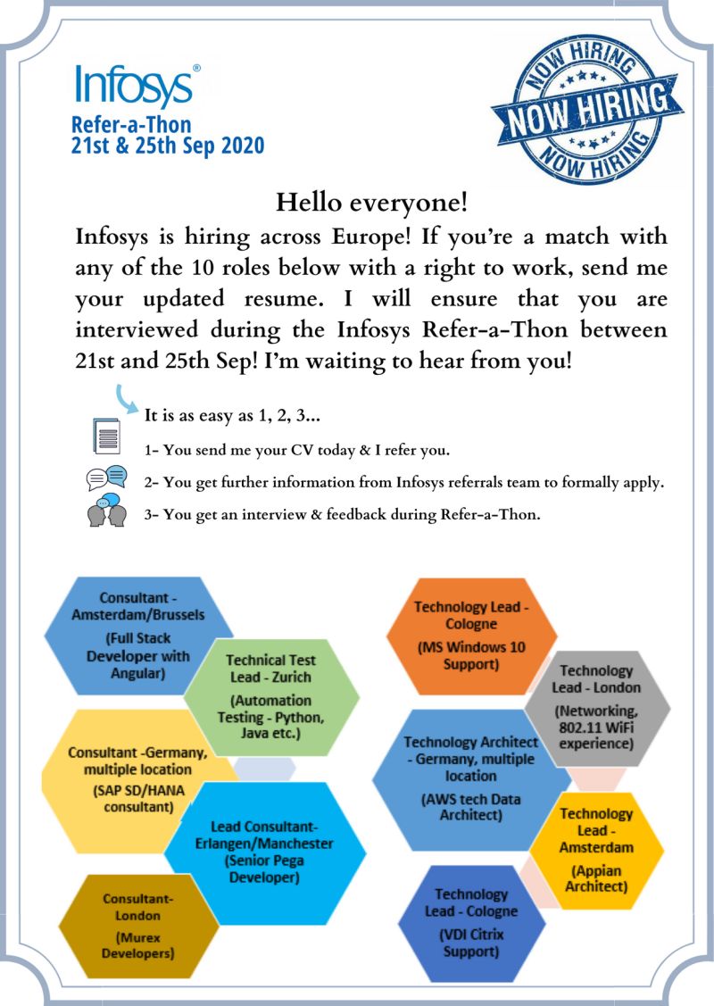 vijbon's tweet image. Wanted to be part of the company Ranked #3 on 2019 Forbes ‘World’s Best Regarded Companies’ List 
Rush your CV if you want an opportunity to grow and be a rainmaker to our customers.
#Infosys ##infosysRecruitment #Infosyshiring #Infosysjobs   #InfosysEurope