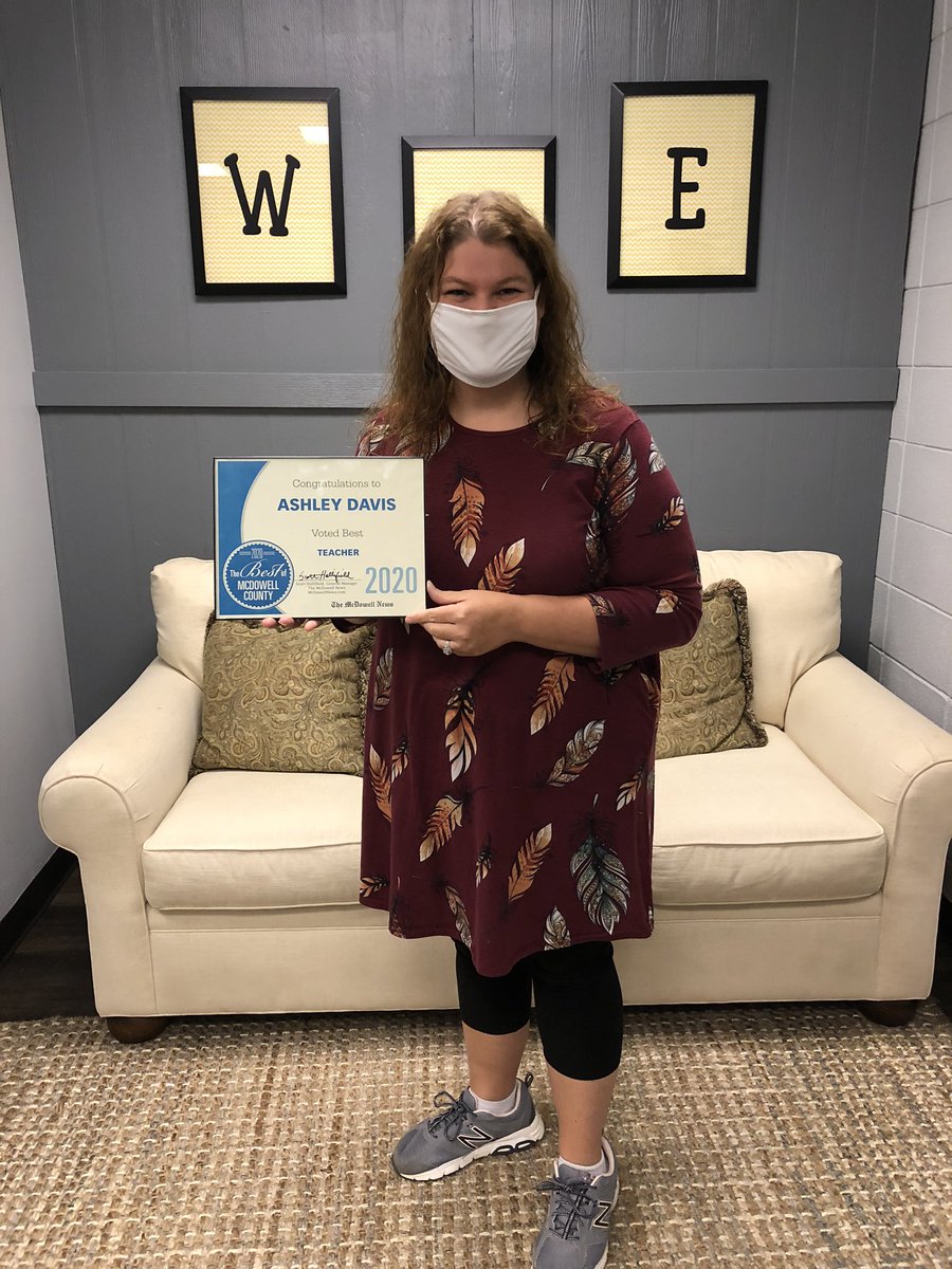 Congratulations to Mrs. Ashley Davis, she received an award for “The Best Teacher of McDowell County” on behalf of the Mcdowell News. This is WELL deserved!  
You’re amazing Mrs. Davis... thank you for all you do at WME &amp; your bright, positive demeanor that you show everyday!🌟