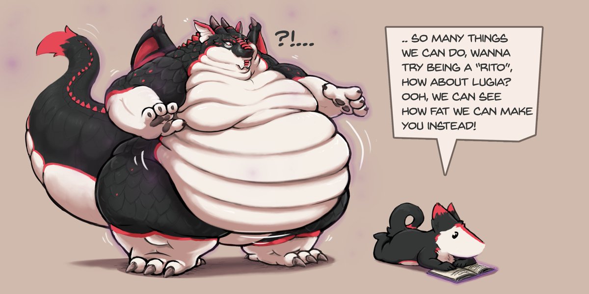 A sergal who is as fat as he is bold He's fierce-looking, with a heart of gold Just look how much that gut can hold Making him larger never gets old Leave some ideas of what to behold On the next chapter and how it unfolds!