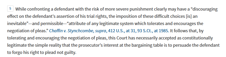 The Bordenkircher Court had to decide whether to follow its own cases about not punishing people for exercising their legal rights and allowing coercive plea bargaining.Wanna take a guess what they chose?