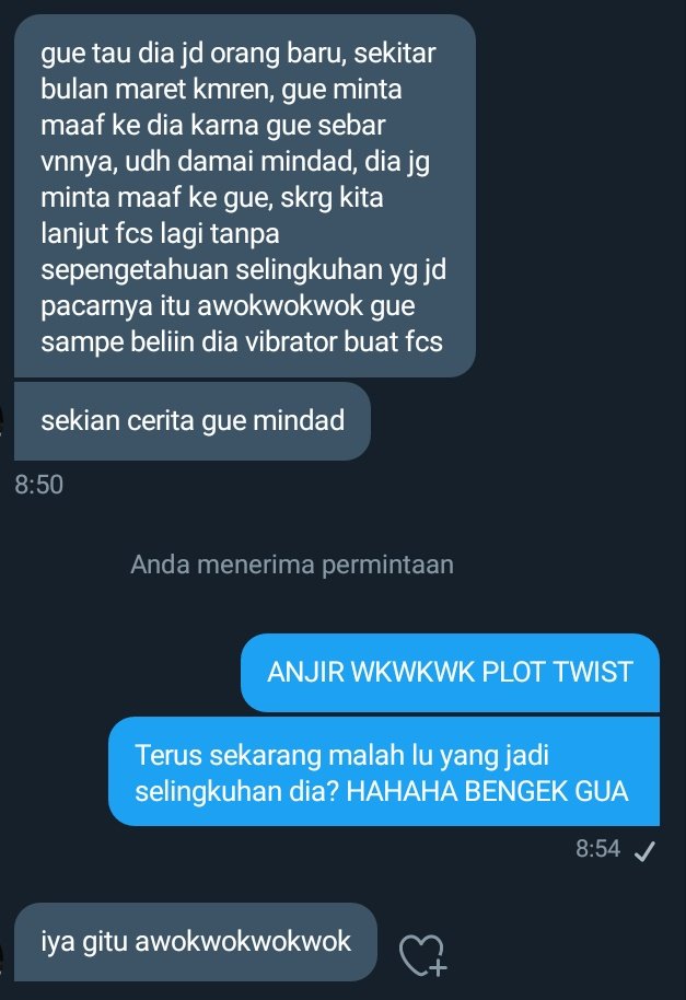 txtrpcowok's tweet photo. WALK OF TUBI ROLEPLAYER

2. ) Sebar vn desah mantan, karna diselingkuhi. But, plot twist di akhir. 🤣

RT pinned dulu yuk? kalau rame, lanjut. Sekali lagi, ini cuma buat seru-seruan dan sharing aja. Thank you, enjoy! https://t.co/KuSziPigRK