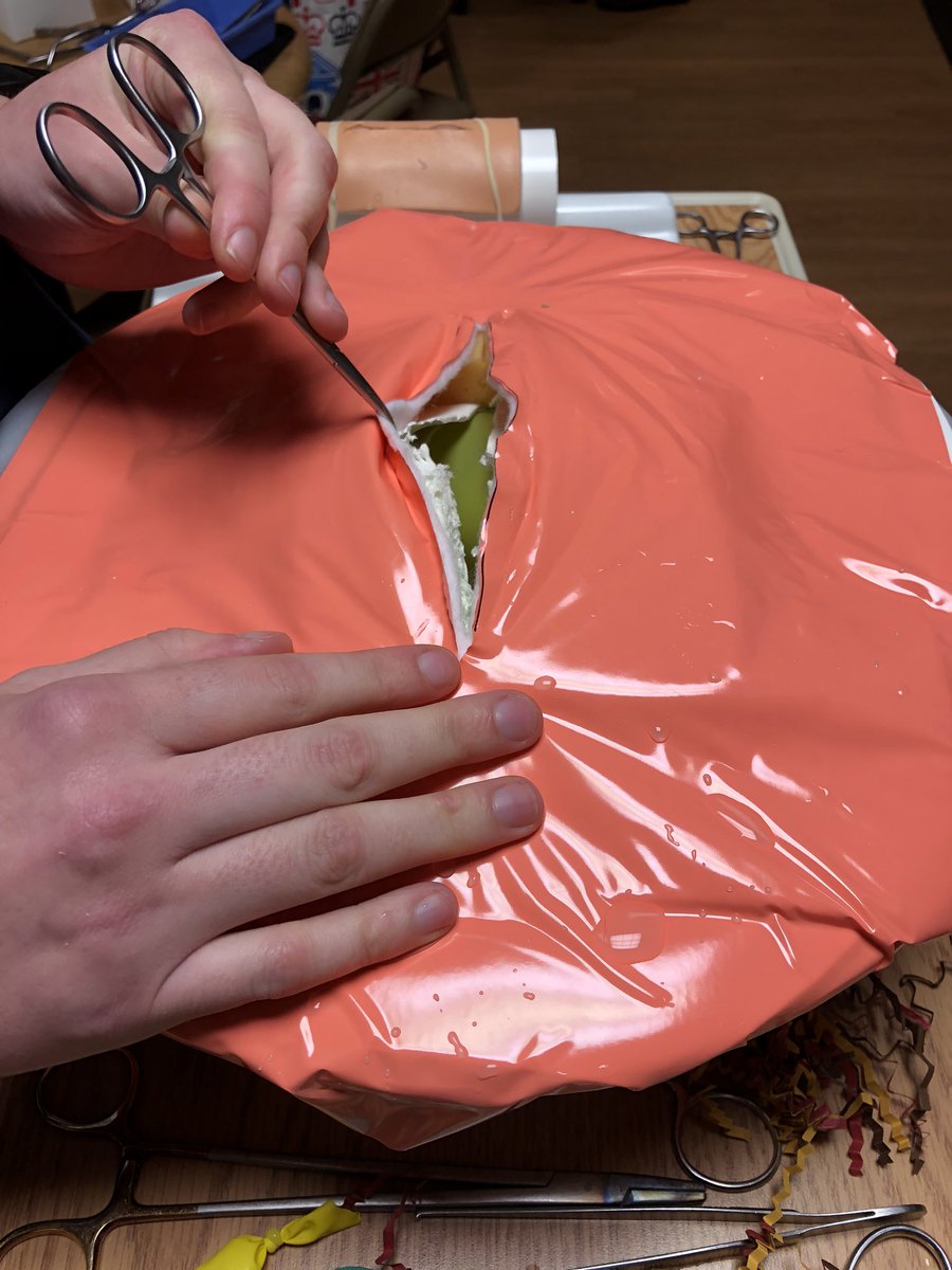PittSurgery's tweet image. Intern skills session! Laparotomy opening and closure on abdominal models created at low cost with reclaimed OR supplies and less than $100 of supplies by @forsythe_raquel 
#Simulation #surgicaleducation #sugicalskills