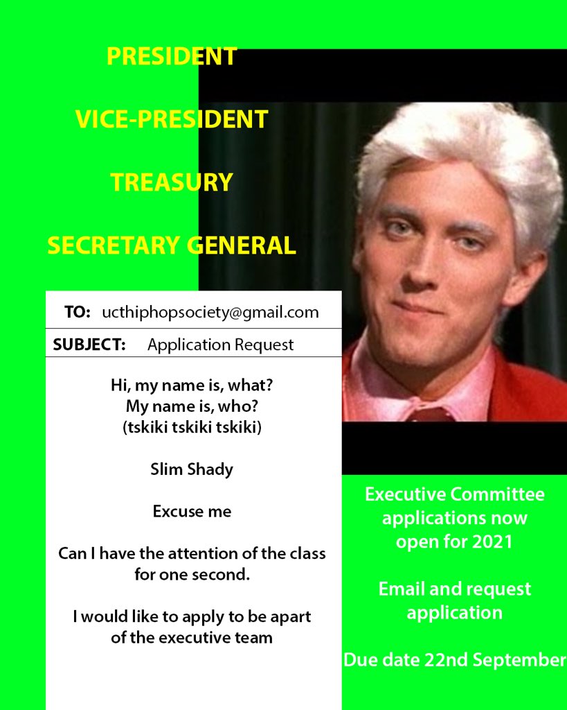 Bobomp tchu. Executive Committee applications close 22nd September!! Email for application