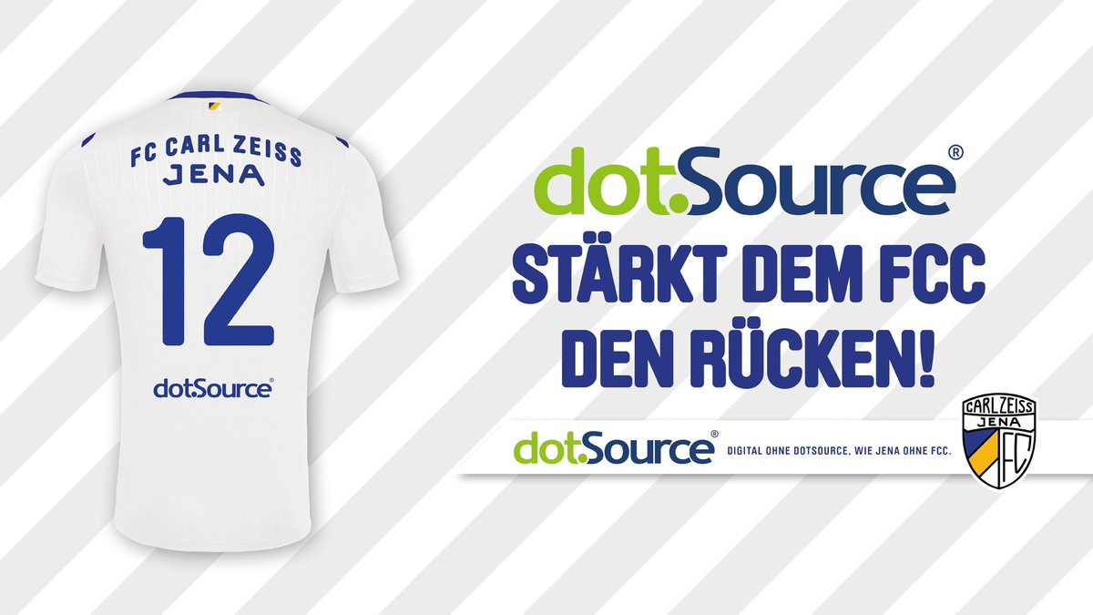 fccarlzeissjena's tweet photo. Wir sagen herzlich DANKE an unseren langjährigen Partner #dotSource, der uns auch in dieser Saison weiter den Rücken stärken wird 💙💛🤍💪 Und das ab sofort auch im ganz wörtlichen Sinne. 👉 https://t.co/ShpPr9GU2X #FCC #MehrAlsFussball https://t.co/1u6gpZ89P8