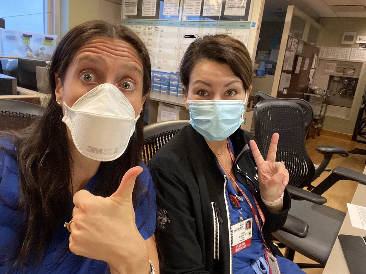“Time to go see patients! We have an “open” ICU at the VA, so we continue to manage our patients even as they transfer in&out of the ICU. Your friendly pulm crit fellow is always nearby:) We love  @doctorbradley88! She’s  #Fellowgoals”