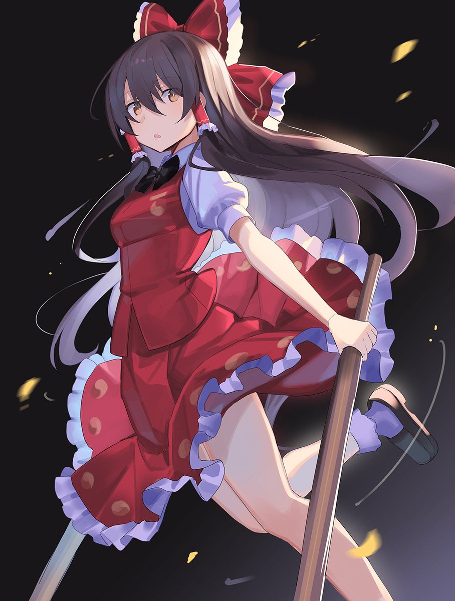 hakurei reimu 1girl solo bow red bow hair tubes long hair skirt  illustration images