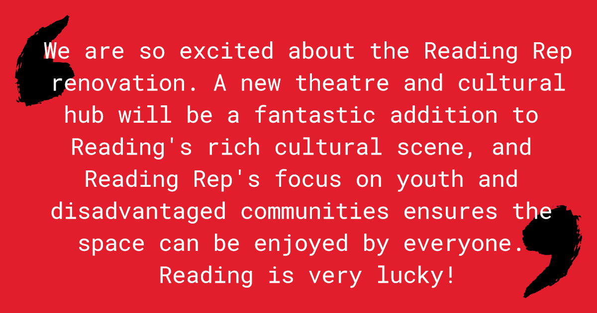 ReadingRep's tweet photo. @BreweryDolphin shared with us what they think Reading Rep's new theatre will bring to the community. We're just as excited as you are! #buildRDGrep https://t.co/ldcfb97B95