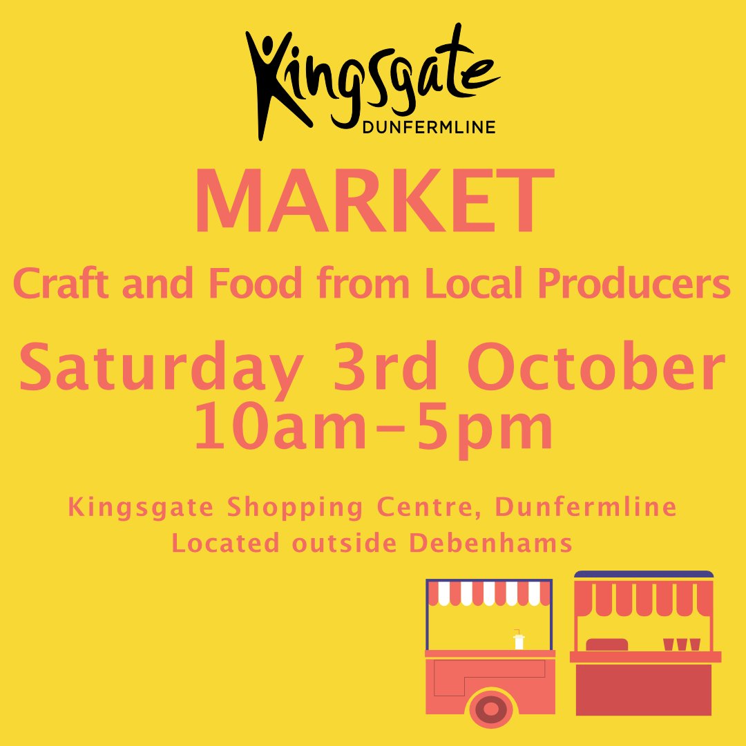 The Market is back <a href="/KingsgateCentre/">Kingsgate Centre</a> on Saturday 3rd October in the event space outside Debenhams.
Bringing you a selection of local craft and food producers.
Safe shopping measures in place.
#market #food #craft #fife #dunfermline