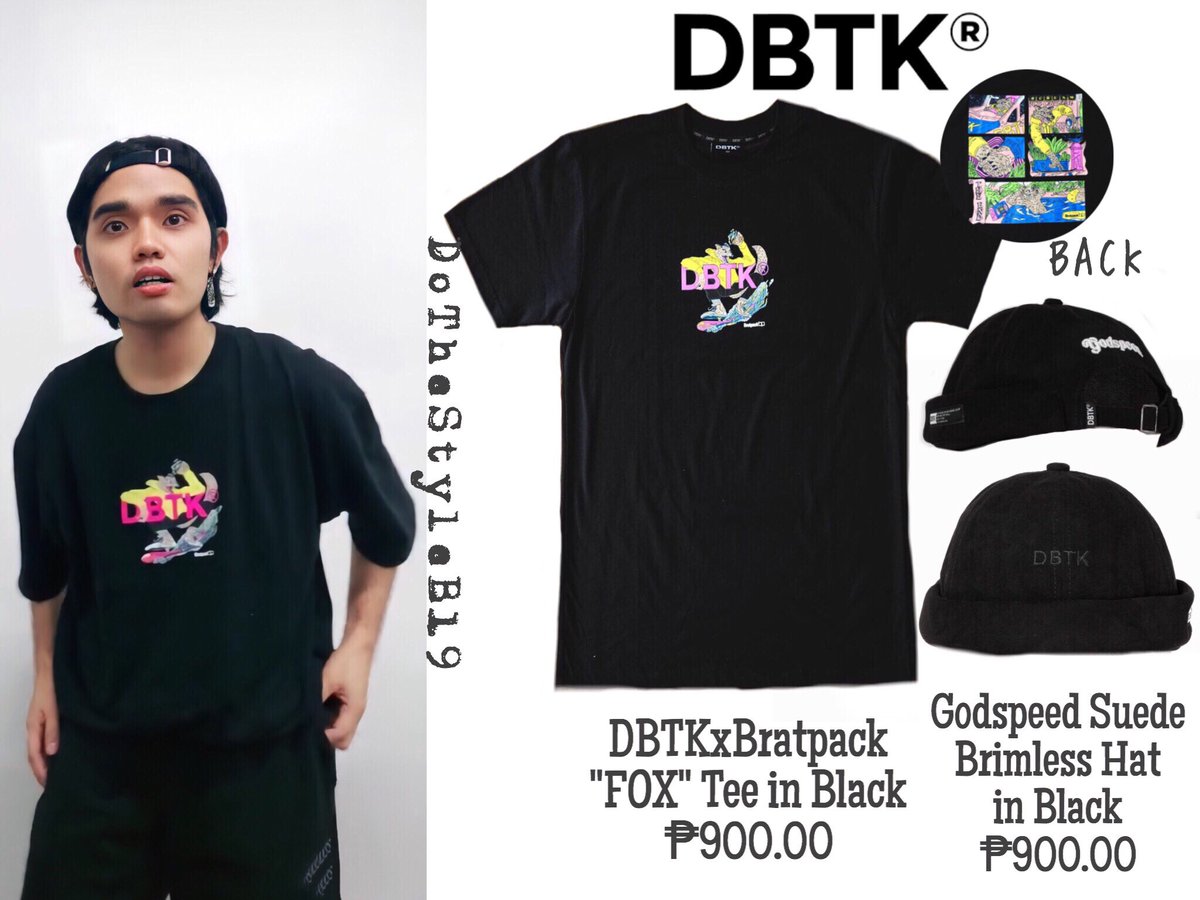 [200916 - <a href="/imszmc/">PABLO</a> - SB19Official TikTok Update (outfit)] Wearing "Fox" Tee in Black fr DBTKxBratpack Collection and DBTK Godspeed Suede Brimless Hat in Black.

REQUEST <a href="/SB19Official/">SB19 Official</a> <a href="/MTV/">MTV</a> #FridayLivestream 

#SB19VOICE_STELL
#SB19CLOSET