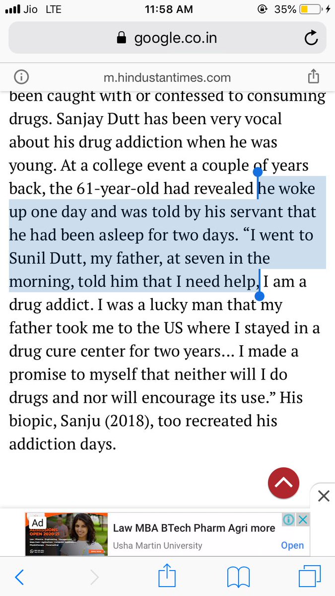 3. Sanjay dutt woke up one day and was told by his servant that he had been asleep for two days. “I went to Sunil Dutt, my father, at 7 in the morning, told him that I need help, I am a drug addict”, he confessed. No body asked from where he got the drugs for his regular uses?