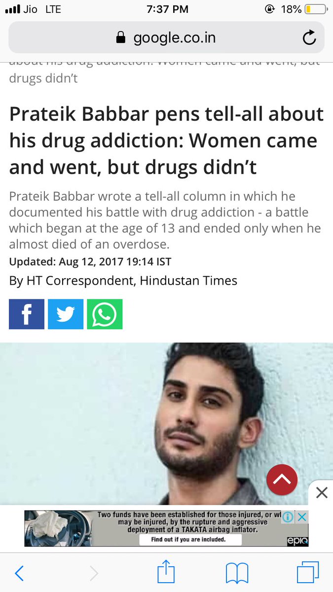 9. Prateik Babbar - In an interview, Prateik admitted that he consumed drugs when he was at the age of 13.Apart from all this, a 2019 party that Karan Johar hosted at his house, which had guests such as actors Deepika Padukone and Vicky Kaushal, came under the scanner,