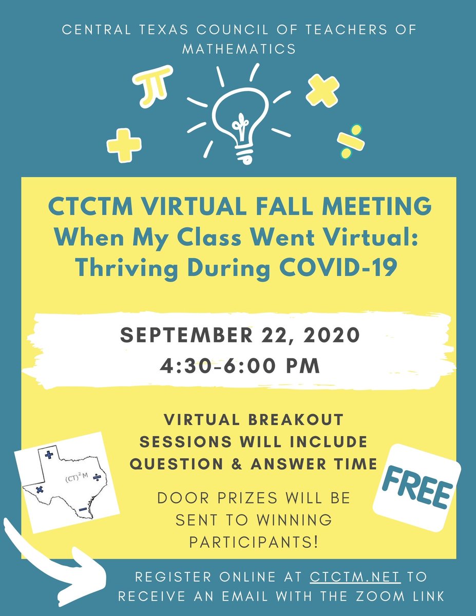 Our CTCTM Fall Math Meeting is less than one week away! It's virtual this year, but you still need to register at ctctm.net