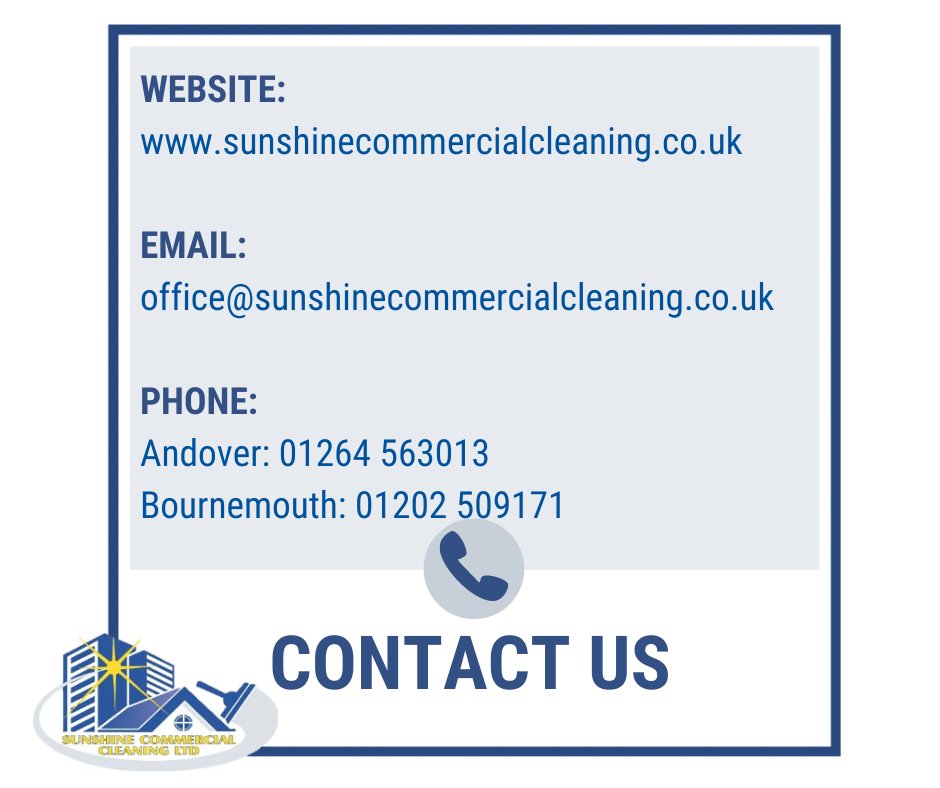 SunComCleanLtd's tweet image. We are a fully qualified cleaning team offering flexible commercial cleaning contracts in the Hampshire and Dorset area. 
Our team of cleaners are professional, experienced and reliable. Get in touch today to find out how our team can help!
#commercialcleaning #hampshire #dorset