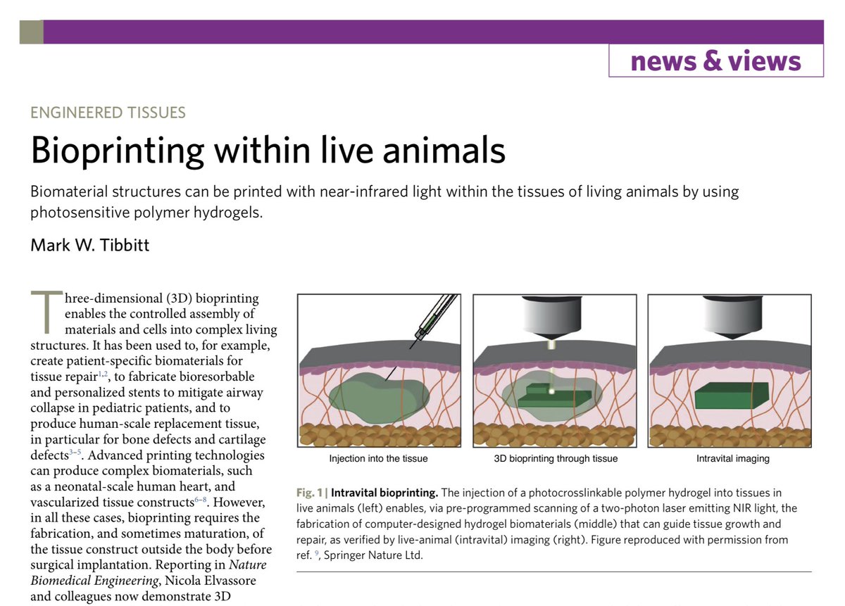 Biomaterial structures can be printed with near-infrared light within the tissues of living animals by using photosensitive polymer hydrogels.

rdcu.be/b7hOx [N&amp;V]
rdcu.be/b7hOA [Paper]