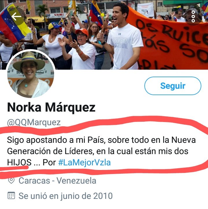 m1628's tweet photo. INSÓLITO. La madre del ESTAFADOR @jguaido, en su BIO dice "Sigo apostando a mi País, sobre todo en la Nueva Generación de Líderes, en la cual están mis dos HIJOS...Por #LaMejorVzla ".¿Será que @QQMarquez IGNORA que por CULPA de sus SINVERGÜENZAS HIJOS estamos PERDIENDO a Vzla?👇 https://t.co/SNXEqFiEBz