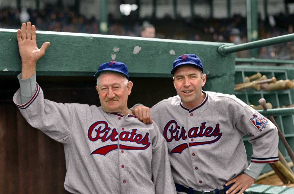 BaseballHistoryNut on X: Nice colourized picture of Honus Wagner and Pie  Traynor.  / X