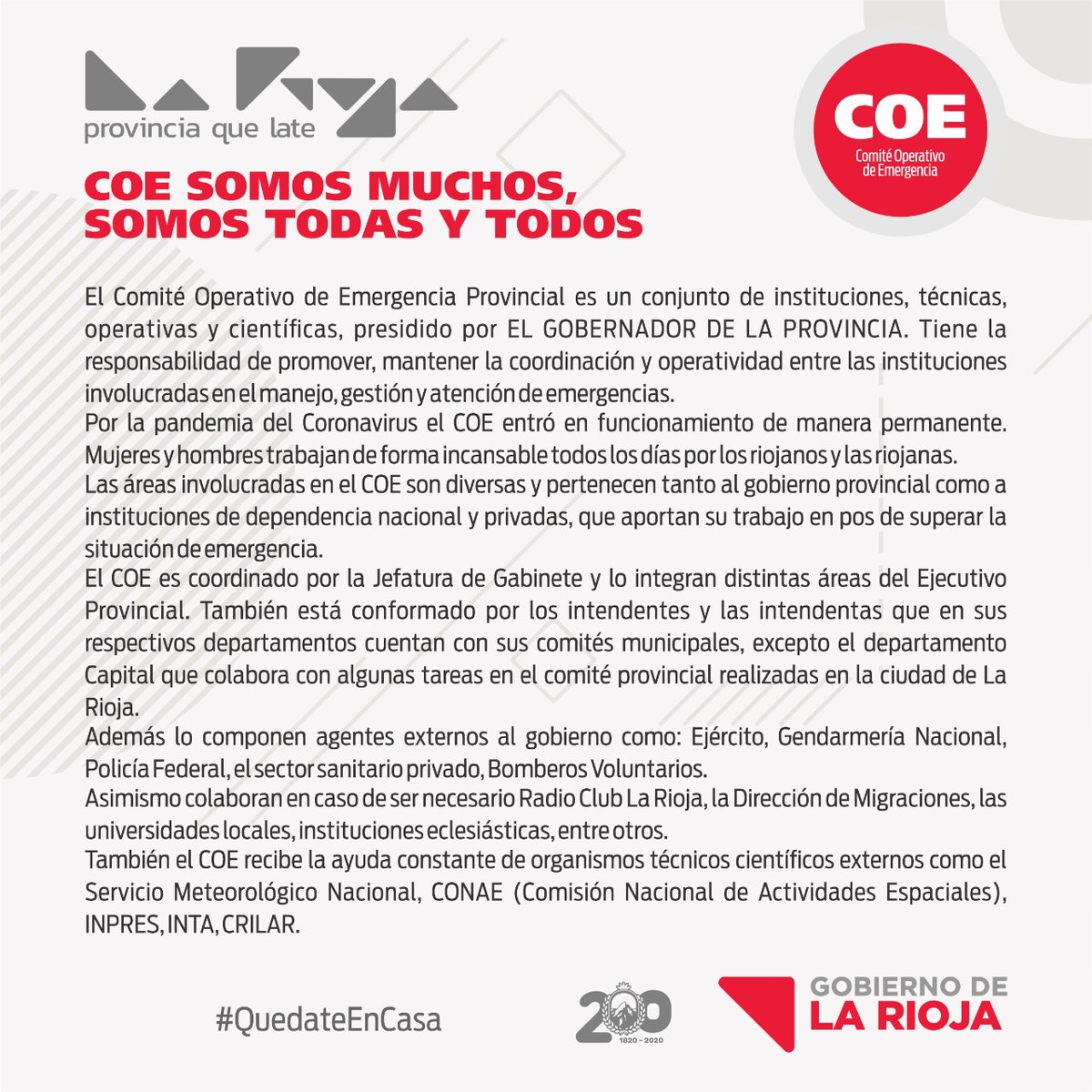 GobDeLaRioja's tweet photo. COE somos todas y todos 🙌

🔺️ Gran trabajo y aporte de todas las áreas involucradas https://t.co/F1zS36LXYI