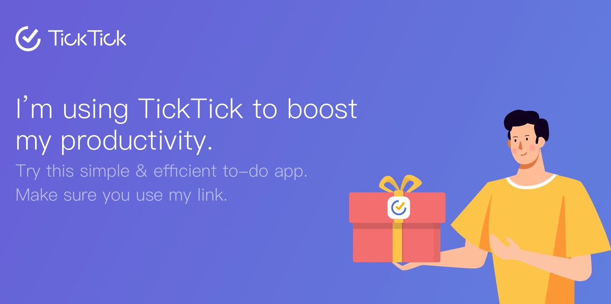 OnlyDancer's tweet image. I’m using TickTick to boost my productivity. Try this simple &amp;amp; efficient to-do app. Make sure you use my link.  👉ticktick.com/r?c=ru32rsb4