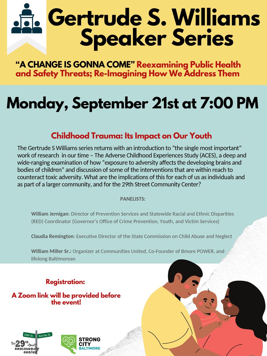 TONIGHT! It's not too late to RSVP for our event "Childhood Trauma: Its Impact on Our Youth." Don't miss this discussion about "the single most important work of research in our time."

<a href="/MarylandGOCCP/">Office of Crime Prevention & Policy</a>
<a href="/MDHumanServices/">Maryland Department of Human Services</a>
<a href="/bmore_POWER/">Bmore Power</a>
<a href="/_MarylandCU/">Communities United</a>

eventbrite.com/e/childhood-tr…