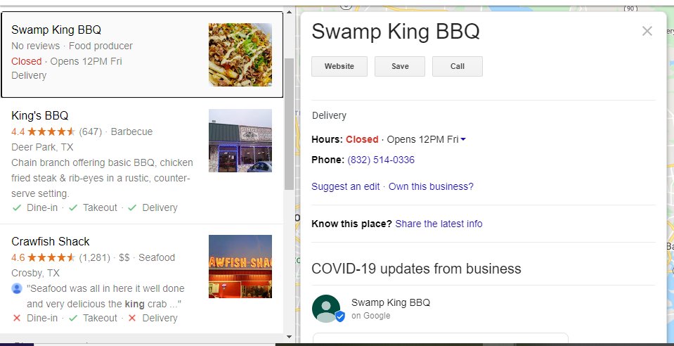 SwampkingBBQ's tweet photo. Check us out on Google! Ordering website coming soon! 
.
.
.
.
.
.
.
.
.
.
.
#beef #food #foodporn #meat #baytown #black #business #houston #ribs #brisket #bbq #foodstagram #yummy #cheese #carnivore #meatlovers #resturant #support #pork #eat #bbqlife #homemade #cooking #life https://t.co/A9NvfgosVI