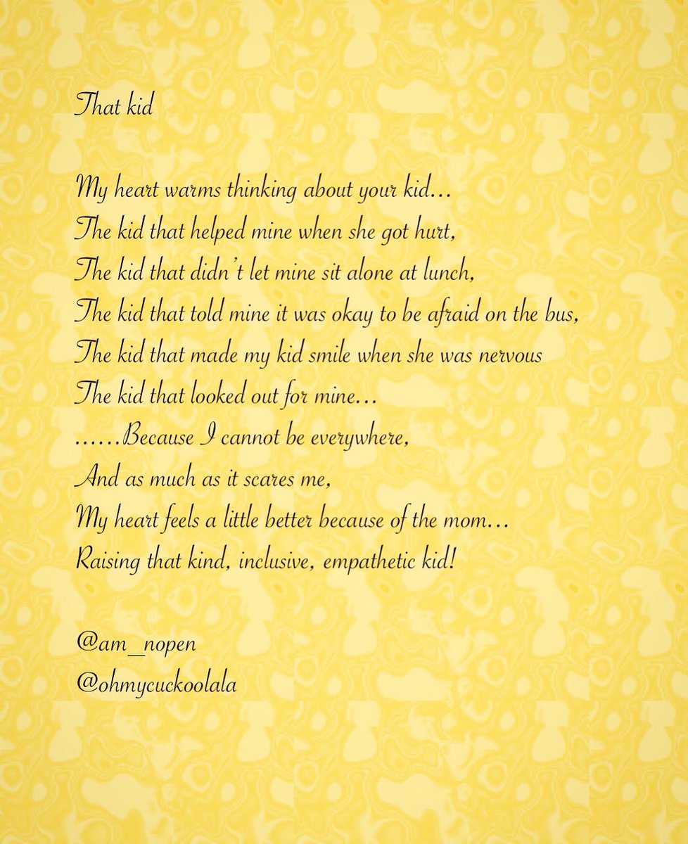 AM_NoPen's tweet photo. I hope my kids can be and are ‘that kid’ to other kids. #joyofparenting #parenting #parents #Parenthood #momlife #moms #momsofinstagram #motherhoodquotes #motherhood #motherhoodunplugged #kids #kidsofinstagram #kindnessmatterss #thebump #huffpostparents
@mymomspresso https://t.co/GJ3lNbJHsU