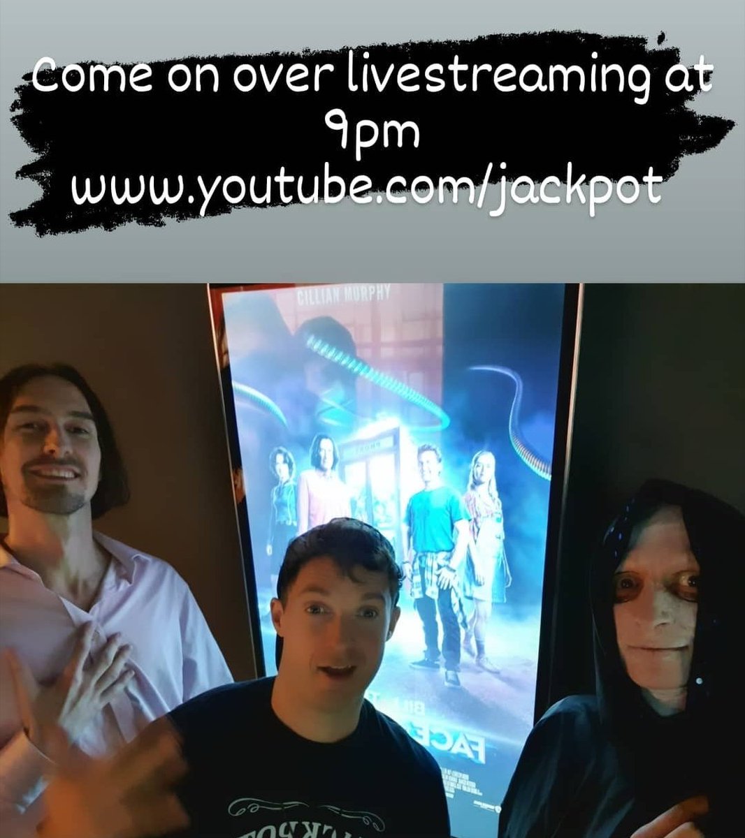 theJackpots's tweet photo. Fresh out of the cinema watching @BillandTed3 🤩 and ready for livestreaming 9pm.. come join us music and chat https://t.co/mIXNjY9GBs #Livestream #BillAndTed3 https://t.co/xzNfp0DgXU