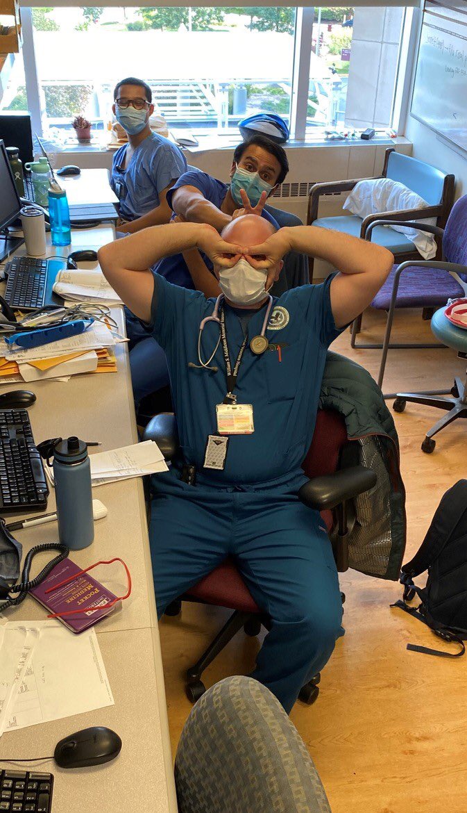“Time for social rounds ! There are 7 resident-led medicine teams at the VA. Check out my goofy fellow PGY-2s Matt wood (plus PGY-1 Joe Nye ) (Team 2) and  @nadiasweet02 (Team 1)  Nadia showing off the . Hands down, my co-residents are my favorite part of this program!”