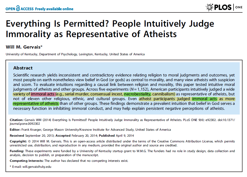An explanation for why atheism causes higher crime rates is that atheism has no moralsAn example of a crime was given: "An atheist put on a condom then committed bestiality with a chicken, then cleaned & ate the chicken"Atheists agreed this was okay https://journals.plos.org/plosone/article?id=10.1371/journal.pone.0092302