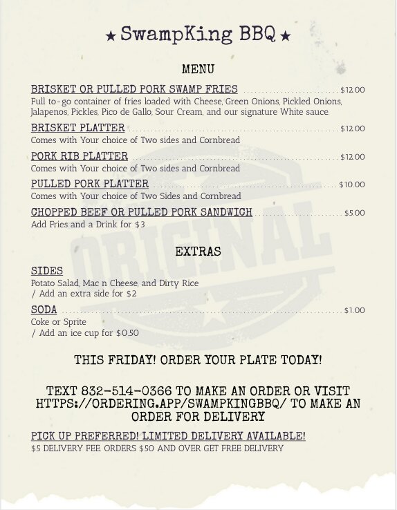 SwampkingBBQ's tweet photo. Come get a Hot Plate this Friday. Pre-order Your Plate Today! https://t.co/SBZbq0JcVc