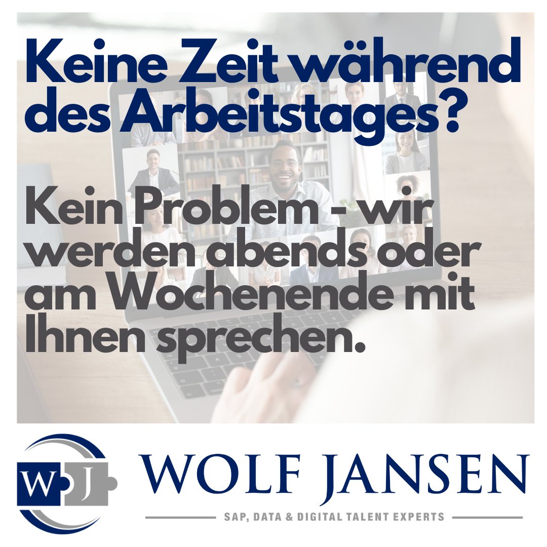 Lassen Sie uns Ihren Zeitplan umgehen - wir sind hier, um Ihnen das Leben leichter zu machen. 

#rekrutierung #recruitment #sap #data #digital #wolfjansen