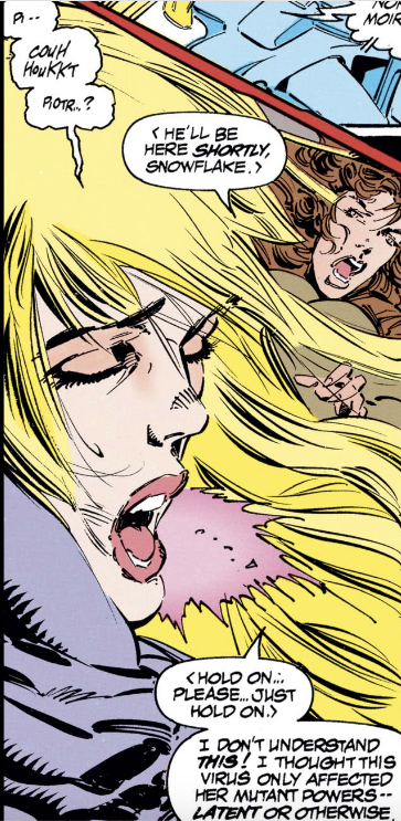 Magik eventually got deaged to her correct age. But later she contracted the Legacy Virus (a THINLY veiled metaphor for AIDS) and eventually dies from it.