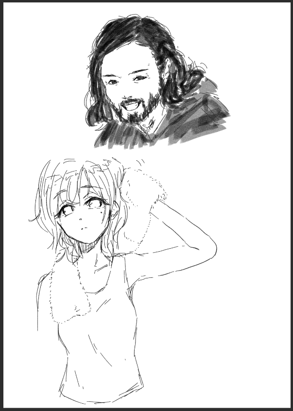 本日の落書きは何故描いたかわからないR-指定(似てない)と風呂上がりの樋口円香
なんだこれ 
