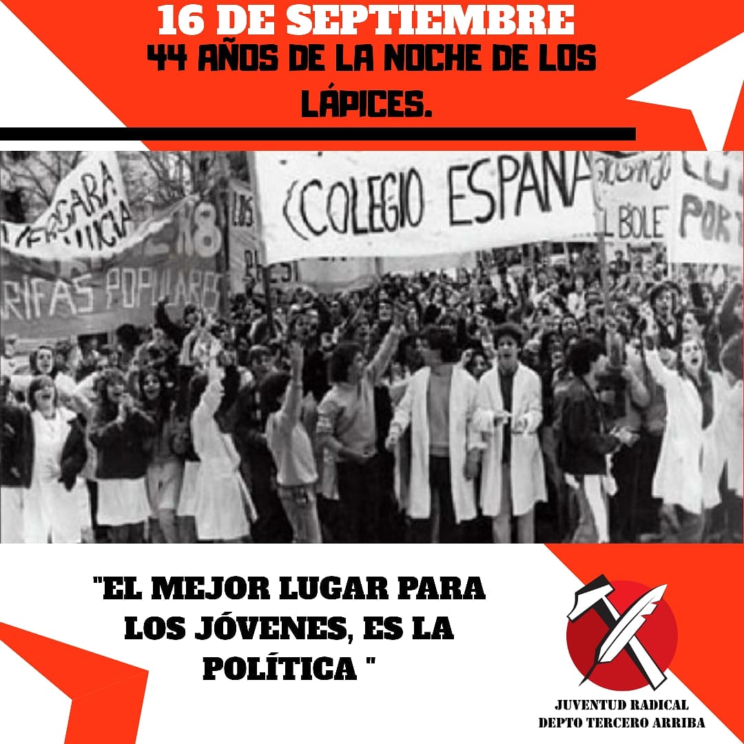 JRterceroarriba's tweet photo. LOS LAPICES SIGUEN ESCRIBIENDO 

En “La Noche de los Lápices”,la Dictadura Militar secuestró a diez estudiantes platenses, en su mayoría militantes de la Unión de Estudiantes Secundarios. https://t.co/Cu3a0GApox