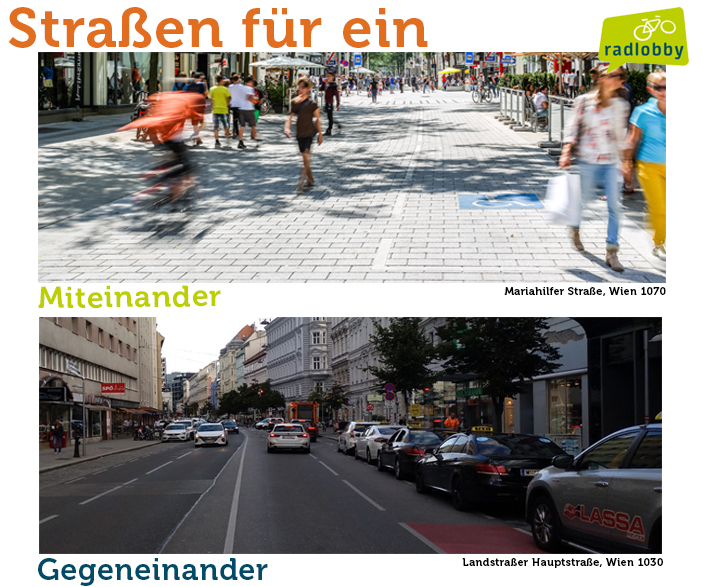 Lieber Herr Ludwig!
Zur ZiB 2: Sie sind "skeptisch wegen mancher Radwege" und wollen ein "Miteinander"? Sie wollen Radwege verzehnfachen, dem Rad jedoch keinen Platz einräumen? Miteinander heißt für uns: Gutes Auskommen aller durch gerechte Platzverteilung. Und für Sie?