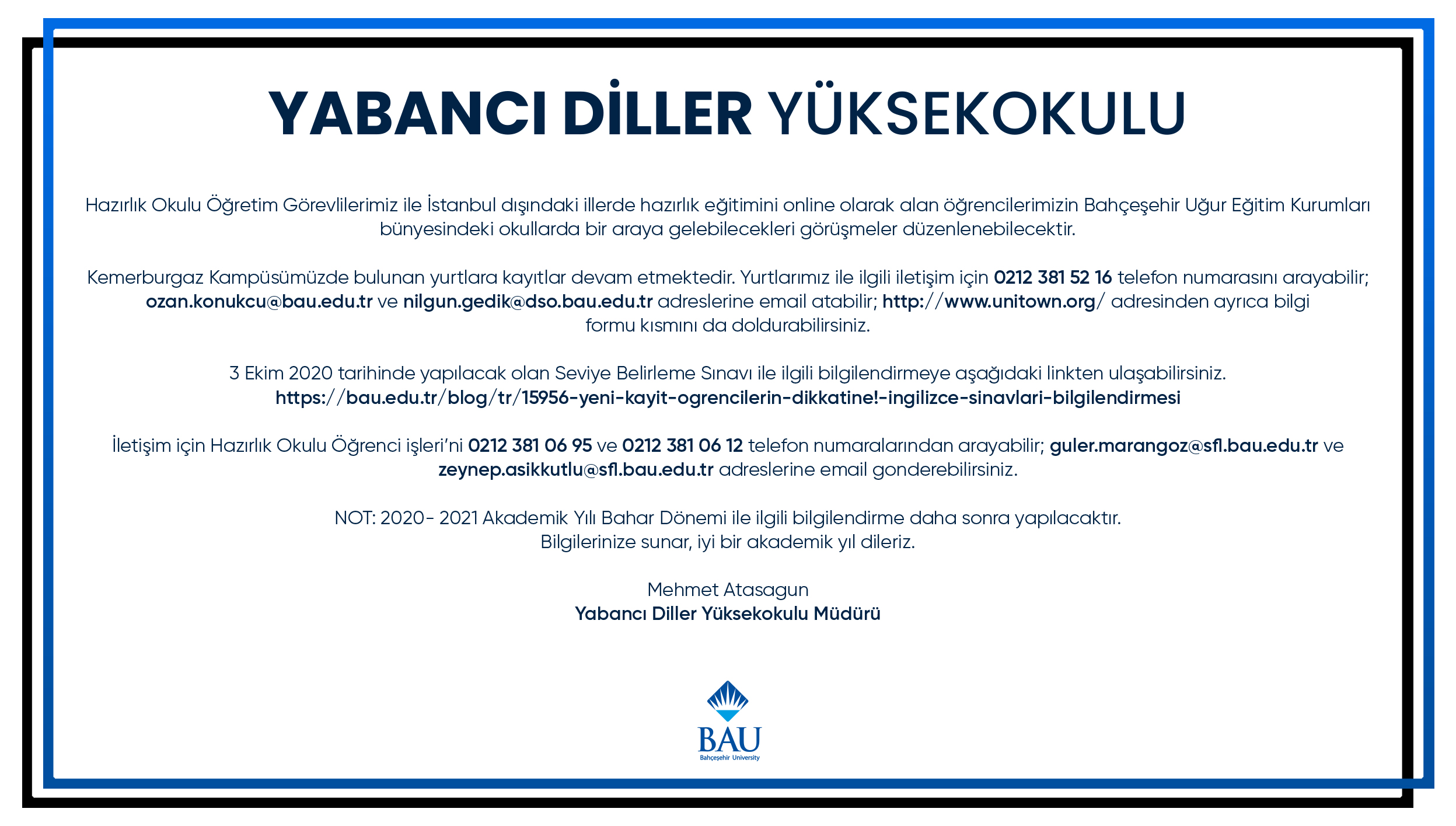 bahcesehir uni bau on twitter bau yabanci diller yuksekokulu 2020 2021 akademik yili guz donemi hibrit egitim modeli hakkinda onemli duyuru https t co pni4dxxehx https t co vbj7pafxum twitter