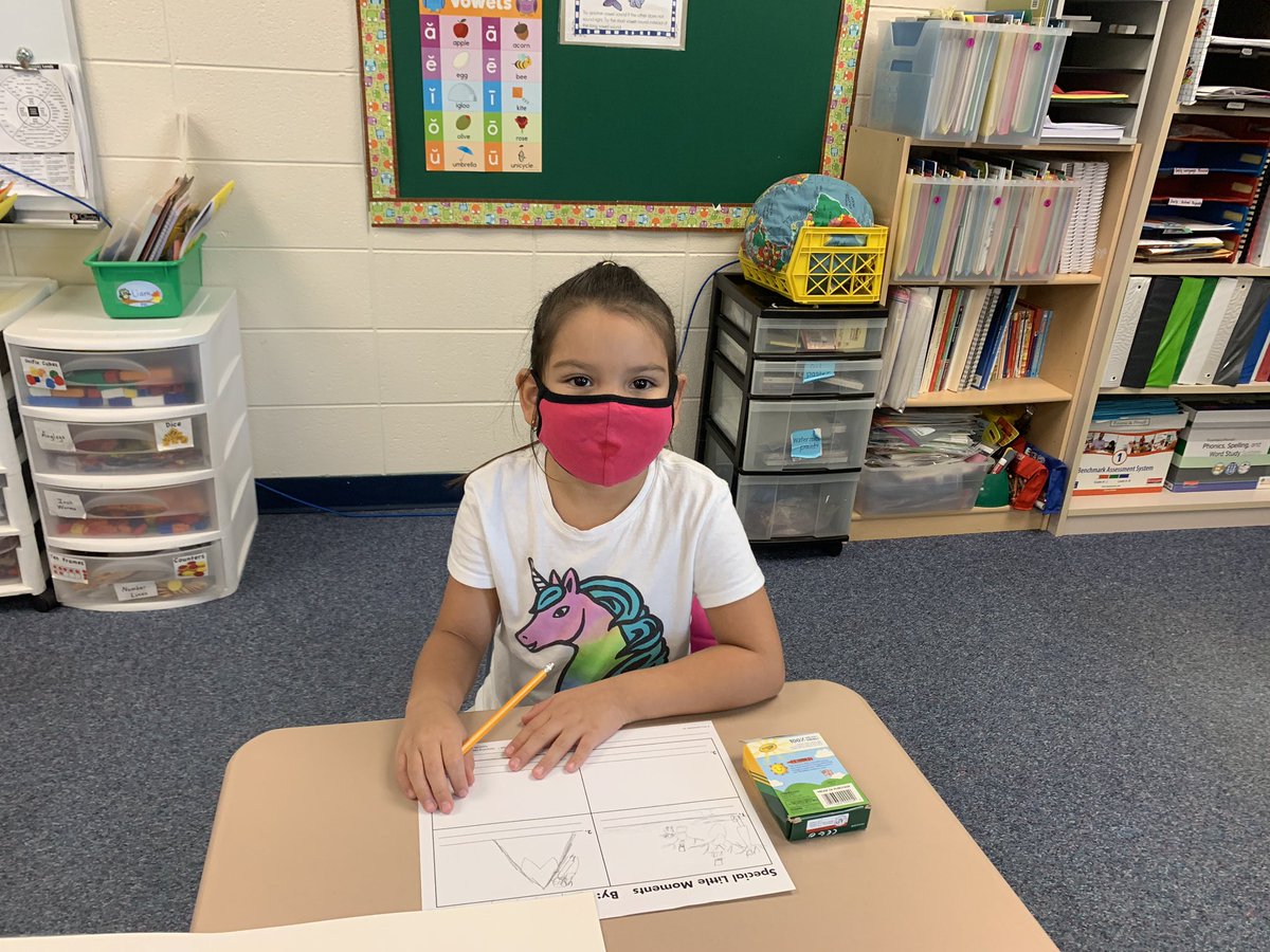 mrsraneSA's tweet image. Writing about our special moments during writer’s workshop. #SABulldogs #LearningInPerson #MasksOn