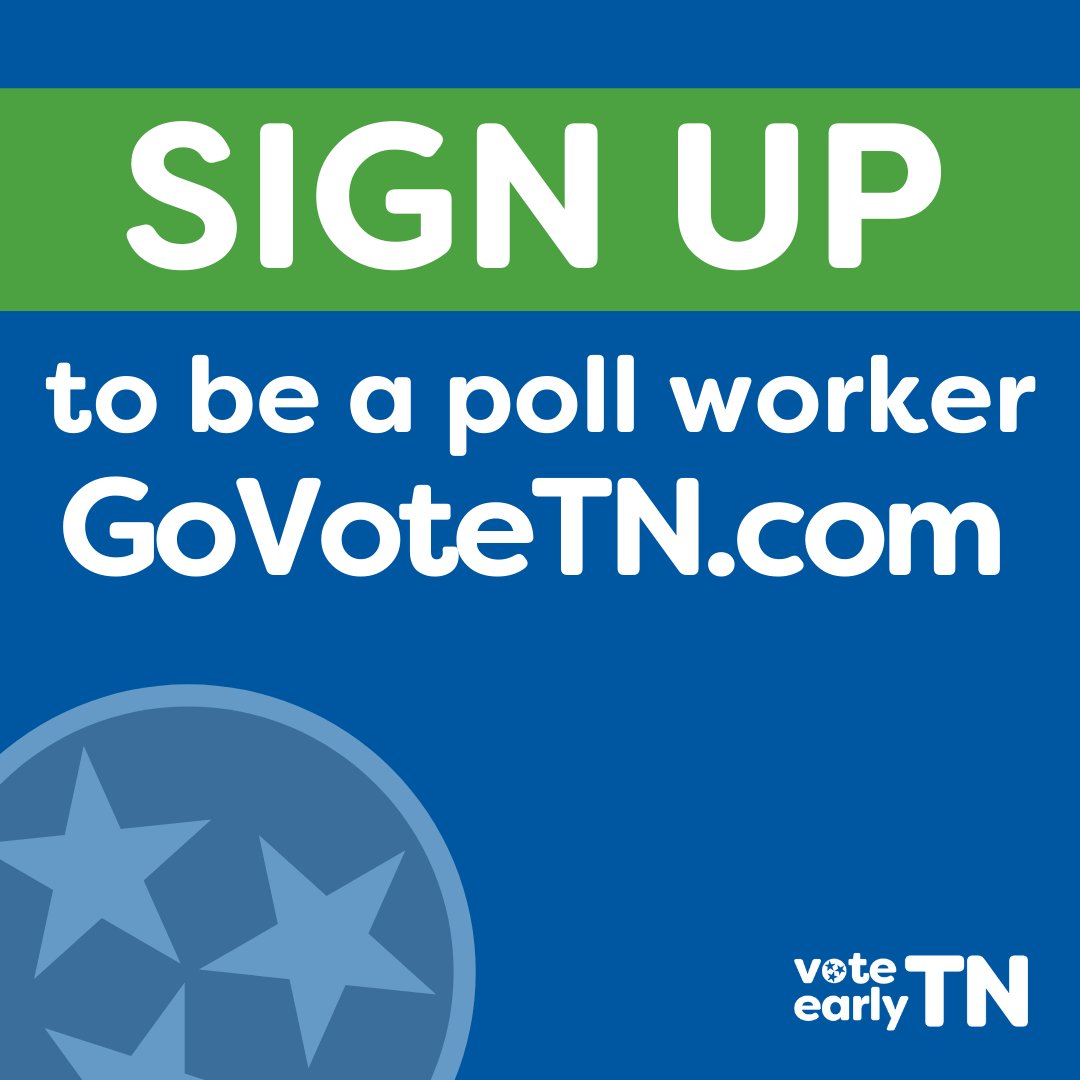 WomenTNFutureYL's tweet photo. Tennesseans deserve fair and safe voting options this November, but who’s on the front lines ensuring these measures? Poll workers!

Learn more about @VoteEarlyTN at https://t.co/WhQDolxJeY

And make your plan to #VoteEarlyTN right now! https://t.co/Xcq3j0eQKf