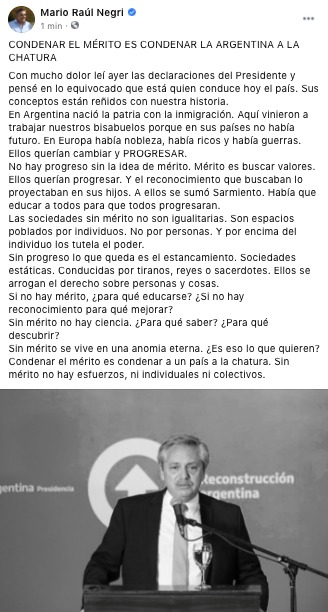 marioraulnegri's tweet photo. CONDENAR EL MÉRITO ES CONDENAR LA ARGENTINA A LA CHATURA 
👇
https://t.co/8aJbgqVnhY https://t.co/UYkIV8IVuB