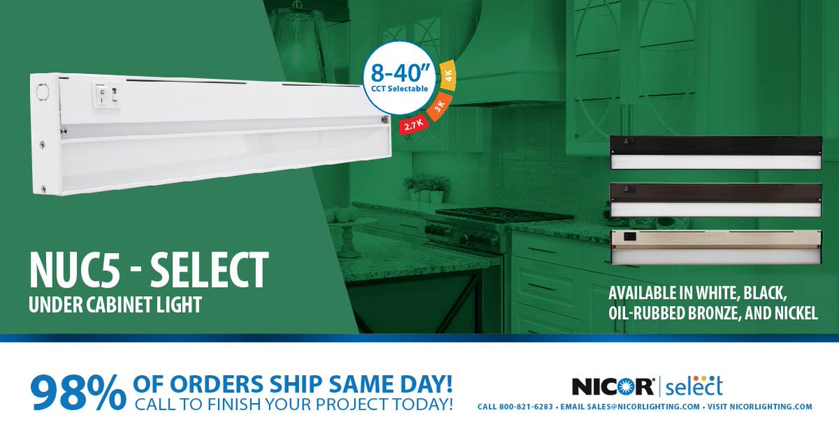 NICORlighting's tweet photo. Looking for the perfect lighting solution to complete your kitchen counters? Choose the NUC5 Select! Complete with adjustable CCT, you can customize your accent lighting for the perfect look and functionality!

Learn more: https://t.co/9JiyPuZRjg https://t.co/IdXXmuxsIX