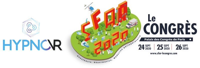 Nous exposerons au congrès de la <a href="/SFAR_ORG/">SFAR Anesthésie Réanimation</a> du 24 au 26 septembre au Palais des Congrès de Paris, stand C2, pour vous présenter la dernière mise à jour de notre dispositif médical d'hypnose par réalité virtuelle.